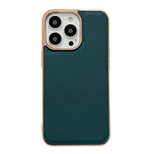 Load image into Gallery viewer, Genuine Leather Luolai Series Nano Electroplating Phone Case, For iPhone 14, For iPhone 14 Plus, For iPhone 14 Pro, For iPhone 14 Pro Max, For iPhone 13, For iPhone 13 Pro, For iPhone 13 Pro Max