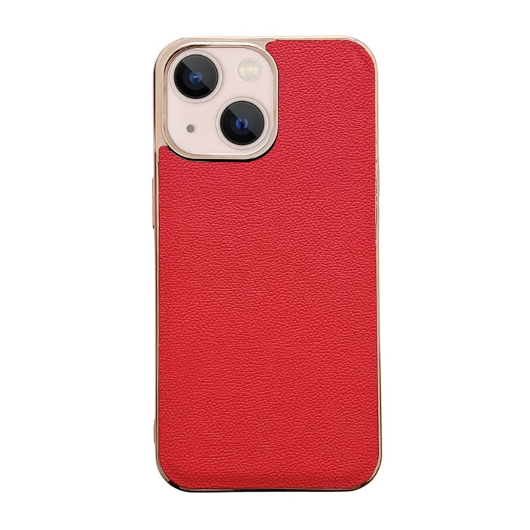 Genuine Leather Luolai Series Nano Electroplating Phone Case, For iPhone 14, For iPhone 14 Plus, For iPhone 14 Pro, For iPhone 14 Pro Max, For iPhone 13, For iPhone 13 Pro, For iPhone 13 Pro Max