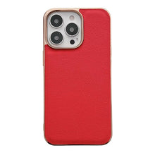 Load image into Gallery viewer, Genuine Leather Luolai Series Nano Electroplating Phone Case, For iPhone 14, For iPhone 14 Plus, For iPhone 14 Pro, For iPhone 14 Pro Max, For iPhone 13, For iPhone 13 Pro, For iPhone 13 Pro Max