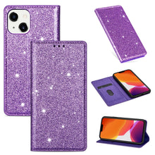 Load image into Gallery viewer, Ultrathin Glitter Magnetic Horizontal Flip Leather Case with Holder &amp; Card Slots, For iPhone 14, For iPhone 14 Max, For iPhone 14 Pro, For iPhone 14 Pro Max
