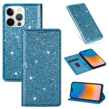 Load image into Gallery viewer, Ultrathin Glitter Magnetic Horizontal Flip Leather Case with Holder &amp; Card Slots, For iPhone 14, For iPhone 14 Max, For iPhone 14 Pro, For iPhone 14 Pro Max