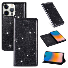 Load image into Gallery viewer, Ultrathin Glitter Magnetic Horizontal Flip Leather Case with Holder &amp; Card Slots, For iPhone 14, For iPhone 14 Max, For iPhone 14 Pro, For iPhone 14 Pro Max