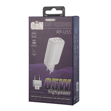 Load image into Gallery viewer, REMAX RP-U55 Territory Series 65W USB+Dual USB-C / Type-C Interface Fast Charger, EU Plug, UK Plug, CN Plug