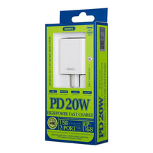 Load image into Gallery viewer, REMAX RP-U68 Speedy Series 20W USB+USB-C/Type-C Interface Fast Charger, CN Plug, EU Plug, UK Plug, US Plug