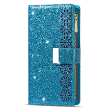 Load image into Gallery viewer, Multi-card Slots Laser Carving Glitter Zipper Leather Case, For iPhone 14, For iPhone 14 Max, For iPhone 14 Pro, For iPhone 14 Pro Max, For Samsung Galaxy Z Fold 4