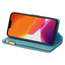 Load image into Gallery viewer, Multi-card Slots Laser Carving Glitter Zipper Leather Case, For iPhone 14, For iPhone 14 Max, For iPhone 14 Pro, For iPhone 14 Pro Max, For Samsung Galaxy Z Fold 4