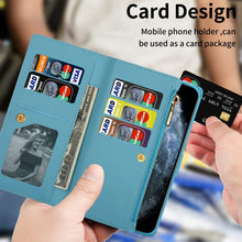 Load image into Gallery viewer, Multi-card Slots Laser Carving Glitter Zipper Leather Case, For iPhone 14, For iPhone 14 Max, For iPhone 14 Pro, For iPhone 14 Pro Max, For Samsung Galaxy Z Fold 4