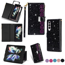 Load image into Gallery viewer, Multi-card Slots Laser Carving Glitter Zipper Leather Case, For iPhone 14, For iPhone 14 Max, For iPhone 14 Pro, For iPhone 14 Pro Max, For Samsung Galaxy Z Fold 4