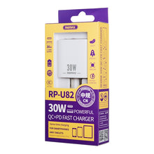 Load image into Gallery viewer, REMAX RP-U82 30W USB+USB-C/Type-C Dual Interface Fast Charger, CN Plug, UK Plug, US Plug
