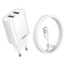 Load image into Gallery viewer, REMAX RP-U35 Jane Series 2.1A Dual USB Port Fast Charger Set, 8 Pin, Micro USB, USB-C/Type-C