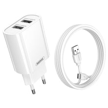 Load image into Gallery viewer, REMAX RP-U35 Jane Series 2.1A Dual USB Port Fast Charger Set, 8 Pin, Micro USB, USB-C/Type-C