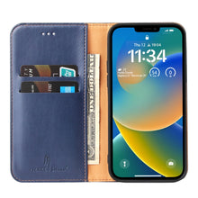 Load image into Gallery viewer, Fierre Shann PU Genuine Leather Texture Leather Phone Case, For iPhone 14, For iPhone 14 Plus, For iPhone 14 Pro, For iPhone 14 Pro Max