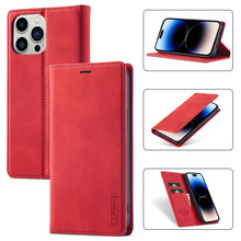 Load image into Gallery viewer, LC.IMEEKE Strong Magnetic Leather Phone Case with Holder &amp; Card Slots &amp; Wallet, For iPhone 14 Pro Max, For iPhone 14 Pro, For iPhone 14 Plus, For iPhone 14