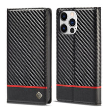 Load image into Gallery viewer, LC.IMEEKE Carbon Fiber PU + TPU Leather Case, For iPhone 14, For iPhone 14 Plus, For iPhone 14 Pro, For iPhone 14 Pro Max