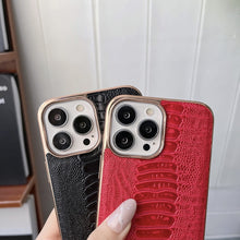 Load image into Gallery viewer, Genuine Leather Pinshang Series Nano Electroplating Phone Case, For iPhone 14, For iPhone 14 Plus, For iPhone 14 Pro, For iPhone 14 Pro Max, For iPhone 13, For iPhone 13 Pro, For iPhone 13 Pro Max