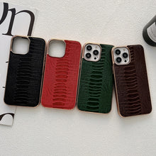 Load image into Gallery viewer, Genuine Leather Pinshang Series Nano Electroplating Phone Case, For iPhone 14, For iPhone 14 Plus, For iPhone 14 Pro, For iPhone 14 Pro Max, For iPhone 13, For iPhone 13 Pro, For iPhone 13 Pro Max