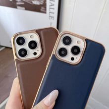 Load image into Gallery viewer, Genuine Leather Xiaoya Series Nano Electroplating Phone Case, For iPhone 14, For iPhone 14 Plus, For iPhone 14 Pro, For iPhone 14 Pro Max, For iPhone 13, For iPhone 13 Pro, For iPhone 13 Pro Max