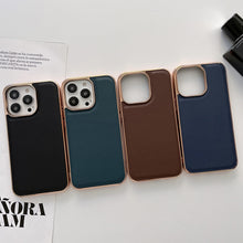 Load image into Gallery viewer, Genuine Leather Xiaoya Series Nano Electroplating Phone Case, For iPhone 14, For iPhone 14 Plus, For iPhone 14 Pro, For iPhone 14 Pro Max, For iPhone 13, For iPhone 13 Pro, For iPhone 13 Pro Max