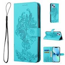 Load image into Gallery viewer, Tiger Flower Embossing Leather Phone Case, For iPhone 14, For iPhone 14 Plus, For iPhone 14 Pro, For iPhone 14 Pro Max
