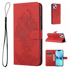 Load image into Gallery viewer, Tiger Flower Embossing Leather Phone Case, For iPhone 14, For iPhone 14 Plus, For iPhone 14 Pro, For iPhone 14 Pro Max