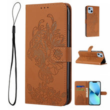 Load image into Gallery viewer, Tiger Flower Embossing Leather Phone Case, For iPhone 14, For iPhone 14 Plus, For iPhone 14 Pro, For iPhone 14 Pro Max