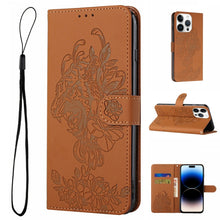 Load image into Gallery viewer, Tiger Flower Embossing Leather Phone Case, For iPhone 14, For iPhone 14 Plus, For iPhone 14 Pro, For iPhone 14 Pro Max
