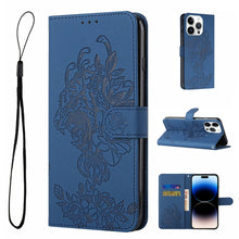 Load image into Gallery viewer, Tiger Flower Embossing Leather Phone Case, For iPhone 14, For iPhone 14 Plus, For iPhone 14 Pro, For iPhone 14 Pro Max