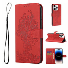 Load image into Gallery viewer, Tiger Flower Embossing Leather Phone Case, For iPhone 14, For iPhone 14 Plus, For iPhone 14 Pro, For iPhone 14 Pro Max