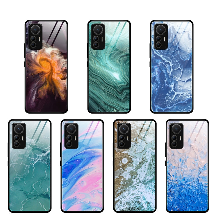 Marble Pattern Glass Protective Case, For Xiaomi 12 Lite