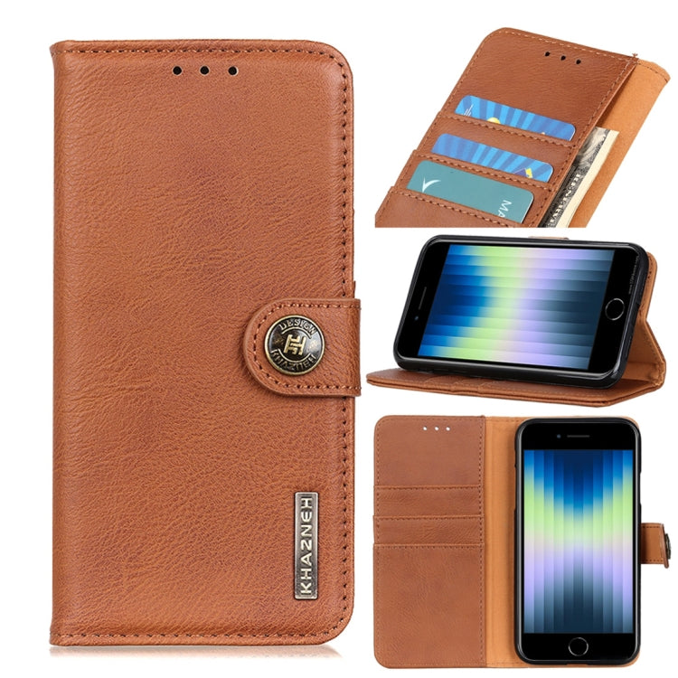 KHAZNEH Cowhide Texture PU + TPU Left and Right Open Leather Case with Bracket & Line Card and Wallet, For iPhone SE 2022 / SE 2020