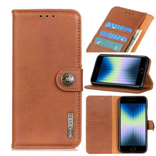 Load image into Gallery viewer, KHAZNEH Cowhide Texture PU + TPU Left and Right Open Leather Case with Bracket &amp; Line Card and Wallet, For iPhone SE 2022 / SE 2020