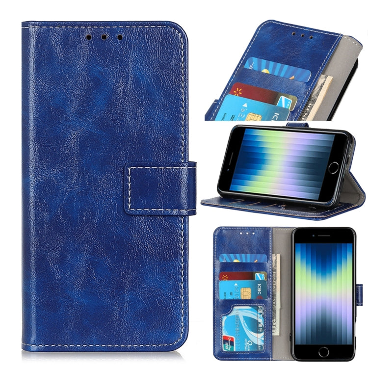 Vintage Crazy Horse PU + + Left and Right Leather Case with Photo Frame & Bracket & Front and Back Buckle, For iPhone SE 2022 / SE 2020