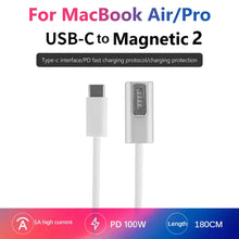 Load image into Gallery viewer, 100W 5 Pin MagSafe 2 (T-shaped) to USB-C / Type-C PD Charging Cable, Cable Length: 1.8m