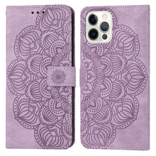 Load image into Gallery viewer, Mandala Embossed Flip Leather Phone Case, For iPhone 14, For iPhone 14 Plus, For iPhone 14 Pro, For iPhone 14 Pro Max