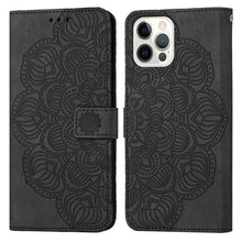 Load image into Gallery viewer, Mandala Embossed Flip Leather Phone Case, For iPhone 14, For iPhone 14 Plus, For iPhone 14 Pro, For iPhone 14 Pro Max