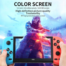 Load image into Gallery viewer, X50 5.1 inch Screen Handheld Retro Game Console 8G Memory with 6000+ Games, X50 / Black, X50 / Red+Blue