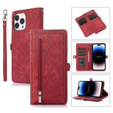 Load image into Gallery viewer, Zipper Card Slot Buckle Wallet Leather Phone Case, For iPhone 14 Pro Max, For iPhone 14 Pro, For iPhone 14 Plus, For iPhone 14