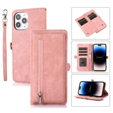 Load image into Gallery viewer, Zipper Card Slot Buckle Wallet Leather Phone Case, For iPhone 14 Pro Max, For iPhone 14 Pro, For iPhone 14 Plus, For iPhone 14