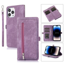 Load image into Gallery viewer, Zipper Card Slot Buckle Wallet Leather Phone Case, For iPhone 14 Pro Max, For iPhone 14 Pro, For iPhone 14 Plus, For iPhone 14