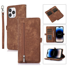Load image into Gallery viewer, Zipper Card Slot Buckle Wallet Leather Phone Case, For iPhone 14 Pro Max, For iPhone 14 Pro, For iPhone 14 Plus, For iPhone 14