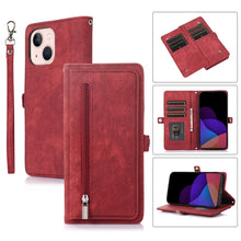 Load image into Gallery viewer, Zipper Card Slot Buckle Wallet Leather Phone Case, For iPhone 14 Pro Max, For iPhone 14 Pro, For iPhone 14 Plus, For iPhone 14