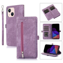 Load image into Gallery viewer, Zipper Card Slot Buckle Wallet Leather Phone Case, For iPhone 14 Pro Max, For iPhone 14 Pro, For iPhone 14 Plus, For iPhone 14