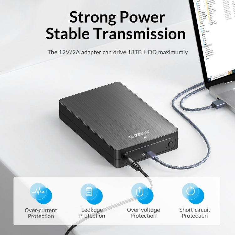 ORICO HM35C3 3.5 inch USB3.1 Gen1 Type-C Hard Drive Enclosure, EU Plug, US Plug, UK Plug, AU Plug