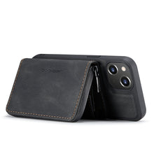 Load image into Gallery viewer, JEEHOOD Magnetic Zipper Wallet Leather Phone Case, For iPhone 14, For iPhone 14 Plus, For iPhone 14 Pro, For iPhone 14 Pro Max