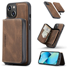 Load image into Gallery viewer, JEEHOOD Magnetic Zipper Wallet Leather Phone Case, For iPhone 14, For iPhone 14 Plus, For iPhone 14 Pro, For iPhone 14 Pro Max