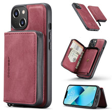 Load image into Gallery viewer, JEEHOOD Magnetic Zipper Wallet Leather Phone Case, For iPhone 14, For iPhone 14 Plus, For iPhone 14 Pro, For iPhone 14 Pro Max