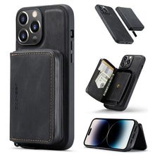 Load image into Gallery viewer, JEEHOOD Magnetic Zipper Wallet Leather Phone Case, For iPhone 14, For iPhone 14 Plus, For iPhone 14 Pro, For iPhone 14 Pro Max