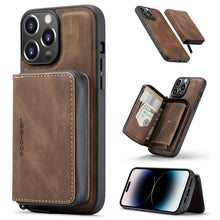 Load image into Gallery viewer, JEEHOOD Magnetic Zipper Wallet Leather Phone Case, For iPhone 14, For iPhone 14 Plus, For iPhone 14 Pro, For iPhone 14 Pro Max