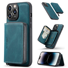 Load image into Gallery viewer, JEEHOOD Magnetic Zipper Wallet Leather Phone Case, For iPhone 14, For iPhone 14 Plus, For iPhone 14 Pro, For iPhone 14 Pro Max
