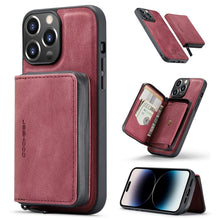 Load image into Gallery viewer, JEEHOOD Magnetic Zipper Wallet Leather Phone Case, For iPhone 14, For iPhone 14 Plus, For iPhone 14 Pro, For iPhone 14 Pro Max